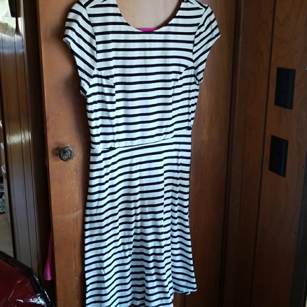 Black and white stripe skater dress